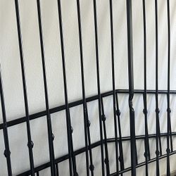 Novogratz Bushwick Modern Metal Bed, King Size - Black Triangular Headboard, Adjustable Base Height, Requires No Box Spring