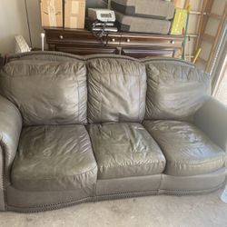 Pewter Leather Couch All Legs Included One Shown 
