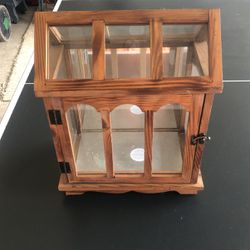 Wooden glass house for candles or decor 15 x 12 x 7”