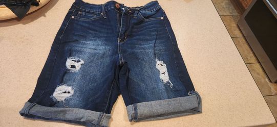 Women's Distressed Denim Bermuda Shorts