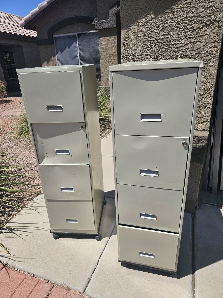 Hanging Files And Two Filing Cabinets