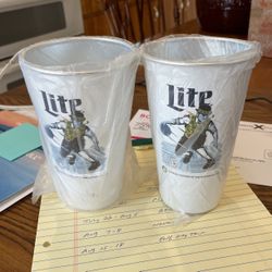 2 New Lite Beer Cooler Aluminum Beer Glasses With Celtics Mascot Lucky On them 