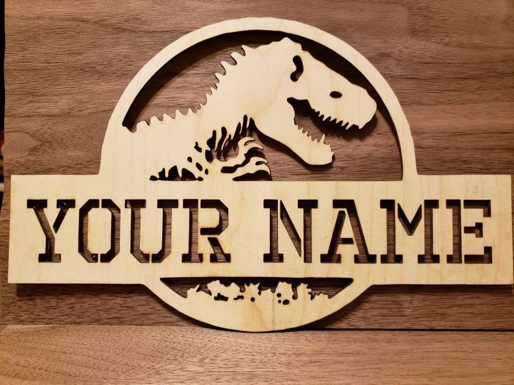 Personalized wood dinosaur sign. Free shipping