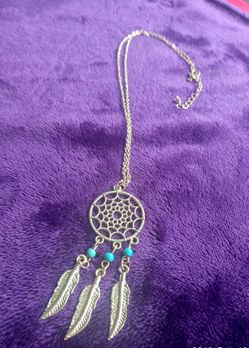 Gold Feather Dream Catcher Necklace