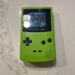 1998 Nintendo Game Boy Color Kiwi Green Missing Battery Cover 