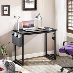 PC Table with Headphones Holder Desk Table Top and Storage Bag Computer Desk for Study Desk Black 100 × 50 cm