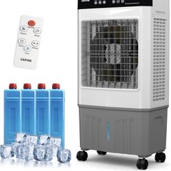 New-Garvee Air Cooler 3000 CFM Evaporative Air Cooler with 5.3Gal Water Tank, 4 Ice Packs, 3-Speed, 120° Oscillation, Remote Control and 12H Timer, 80