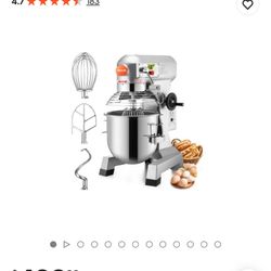VEVOR Commercial Food Mixer 10Qt 500W 3 Speeds Adjustable 110/178/390 RPM Heavy Duty 110V with Stainless Steel Bowl Dough Hooks Whisk Beater Premium f