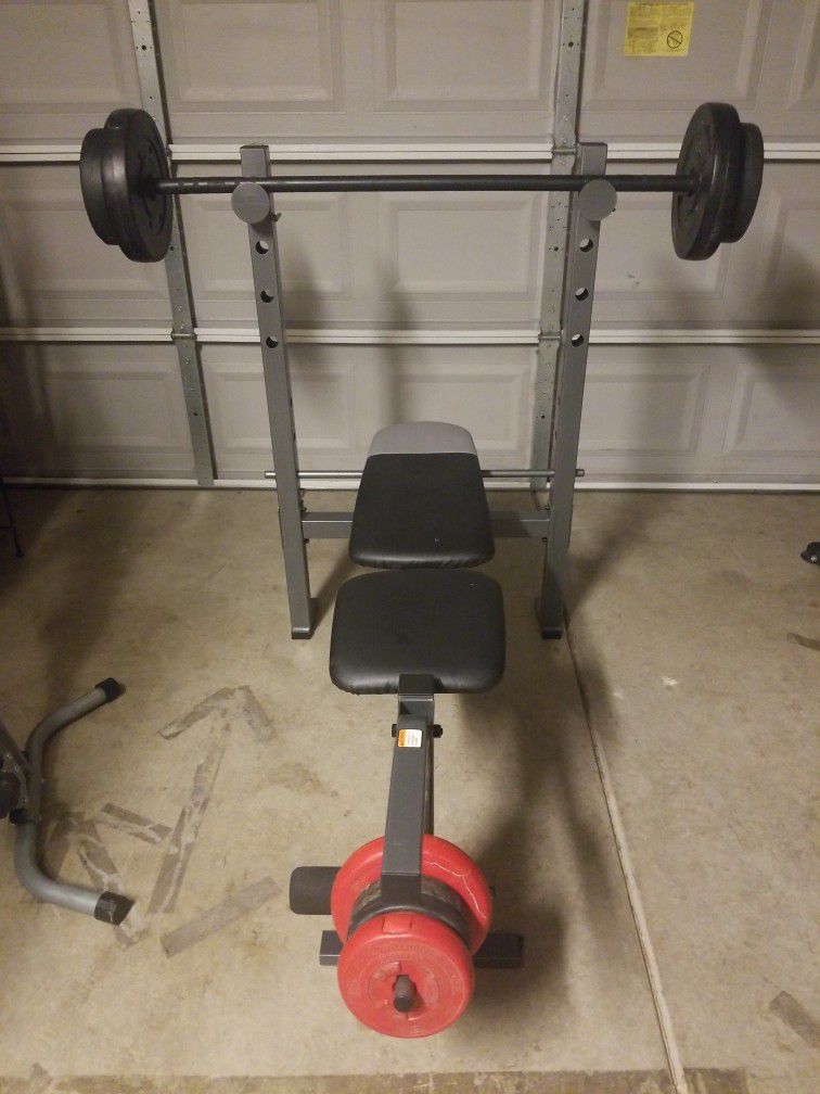 Adjustable Bench press  With Weights