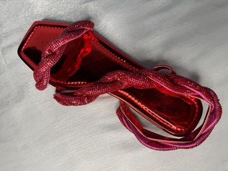 Red Crystal Embellished Strappy Heeled Sandal