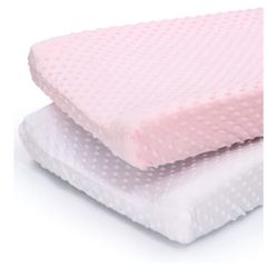 Baby Girl Changing Pad Covers Set of 2 - Ultra Soft Baby Cover – Fits Standard Changing Table Pads, Durable, Machine Washable Sheets - Pink & White Mi