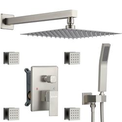 Dasan Full Body Rain Shower System with 4 Body Shower Jets 12" Rain Shower Head