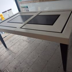 Reduced!!Cherry Wood And Cream Rectangular Dining Room Set Six Chairs 