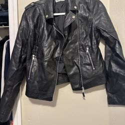 black leather jacket