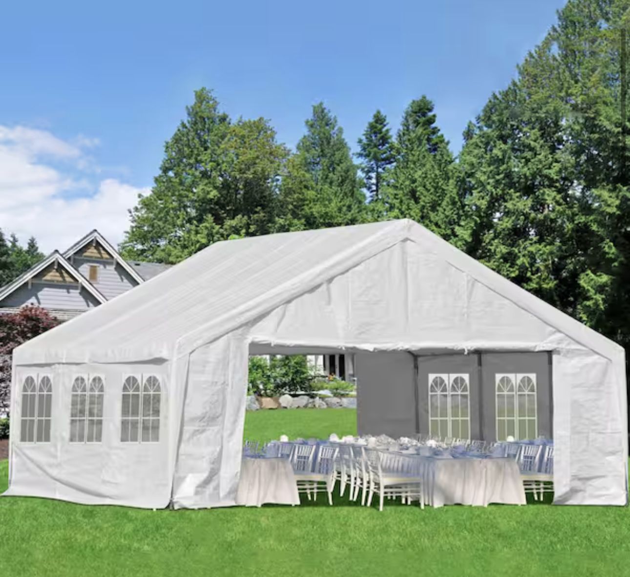20 ft. x 20 ft. Large Wedding Party Tent Commercial Event Canopy with Removable Sidewalls, White
