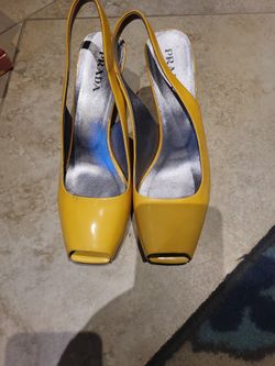 Prada Yellow Peep Toe Pumps Size 39/10