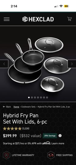 7- piece HEXCLAD hybrid pans [8”, 10”, 12” Pans + 10” Wok]