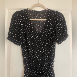 Black Comfy Jumpsuit With White Print 