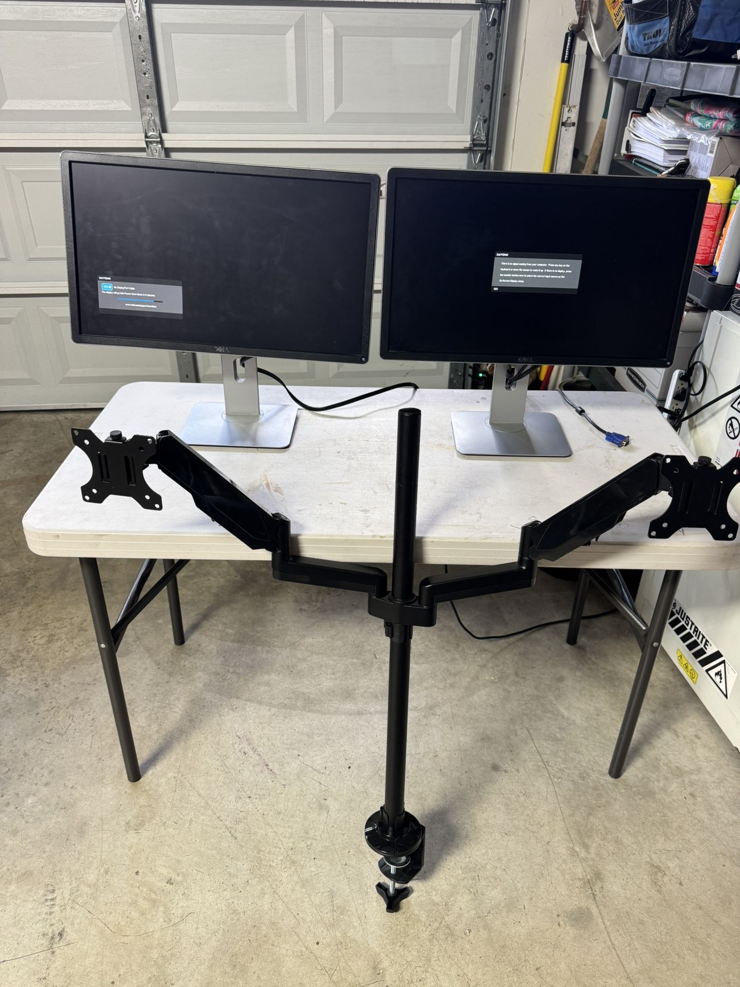 2 Dell 22” Computer Monitors With Separate Desk Mount For Both Monitors!