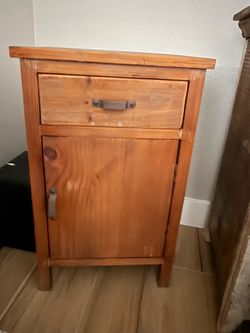 Solid Wood Nightstand with Drawer and Cabinet
