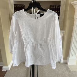 Who What Wear white/ivory peplum tie-back long-sleeve top