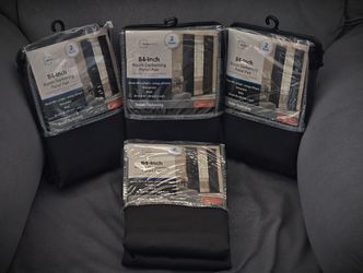 Mainstays 30in W X 84in L Room Darkening Panel Pair, Black Woven - New