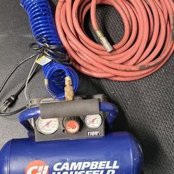 CAMPBELL HAUSFELD AIR COMPRESSOR W/2 AIR HOSES  *TESTED WORKS*