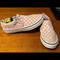 Girls Vans Checker Canvas Slip-on Shoes Sneakers Size 5.5
