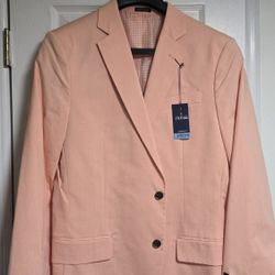 Stafford Signature Blazer Mens 42R Coral Linen Cotton Two-Button Classic Fit