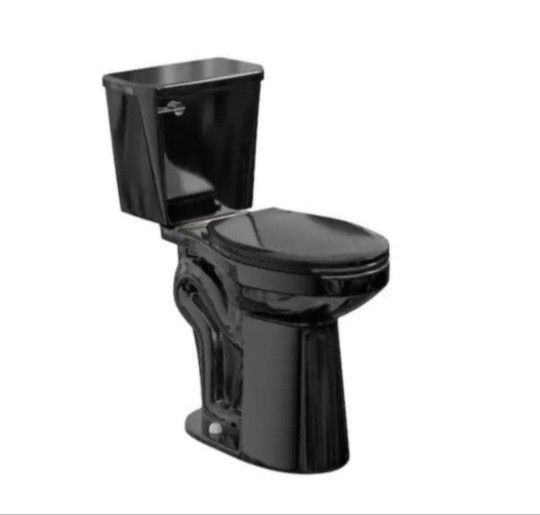Simple Project 21 in 2-Piece High Toilets for Seniors, 1.28 GPF Single Flush Elongated Toilet with Soft Close Cover in Black
