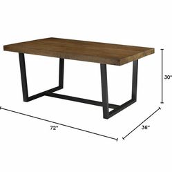 Wooden Dining Table, 72 Inch, Rustic Oak