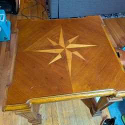 Side Table With Wooden Inlay