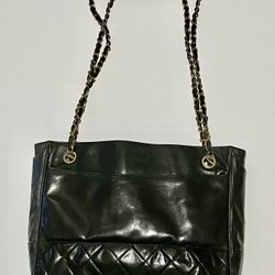 Vintage Chanel Black Lambskin Tote 1986-88
