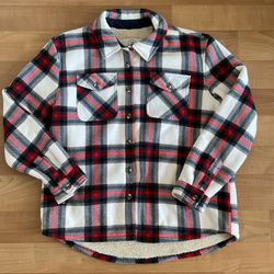 Sage Collective Ladies Shirt Jacket Red Plaid Women's Large Sherpa shacket