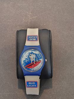 Vintage Bud Light Beer Spuds Mackenzie Watch Surf Surfboard Surfing Dog