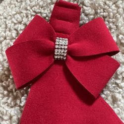 Susan Lanci Step-In Dog Harness – Small – Red w/ Rhinestone Bow – New