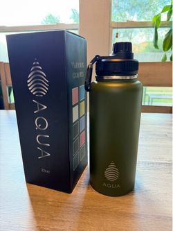 AQUA 32oz Stainless Steel Insulated Water Bottle - Olive Green (New)
