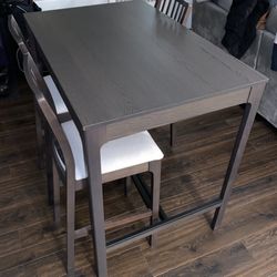 IKEA EKEDALEN Bar Table  AND 3 Barstools - Dark Brown