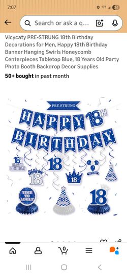 Blue & White 18th Birthday Party Decorations – Banner & Table Decor – $10