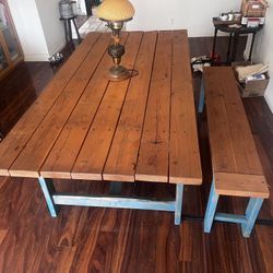 Rustic Farmhouse Table & Matching Bench