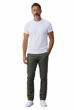 H & M Olive Green With Orange Stripe On The Side Men’s Pants Size 38