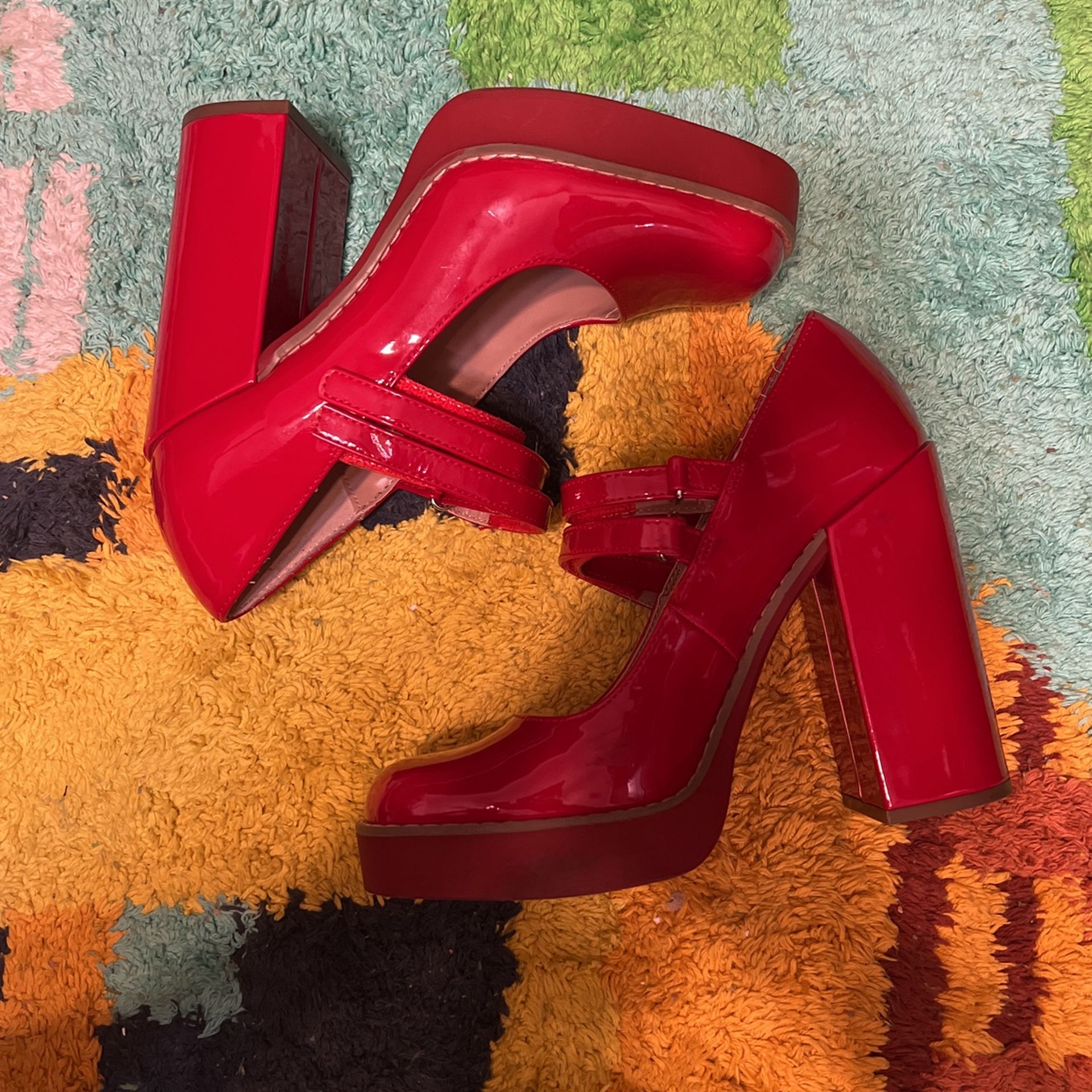 Steve Madden Cherry Red Twice Women Block Heel