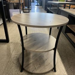 VASAGLE 3-Tier End Table Round Side Table Nightstand with Steel Frame - Heather Greige