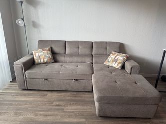 Gray Sectional Sleeper Sofa with Chaise