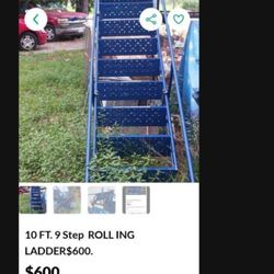 10ft. 9 Step Safety Rooling Ladder