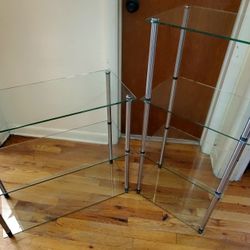 2 Glass Floor Shelving Units/Shelves