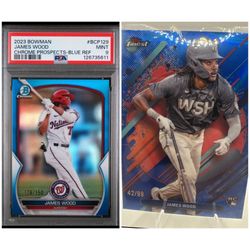 JAMES WOOD 2 CARD LOT -2023 BOWMAN CHROME  BLUE/150, JAMES WOOD  TOPPS FINEST /99