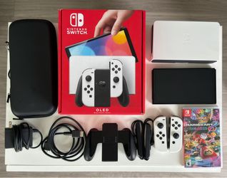 Nintendo Switch OLED White w/ Mario Kart + Case