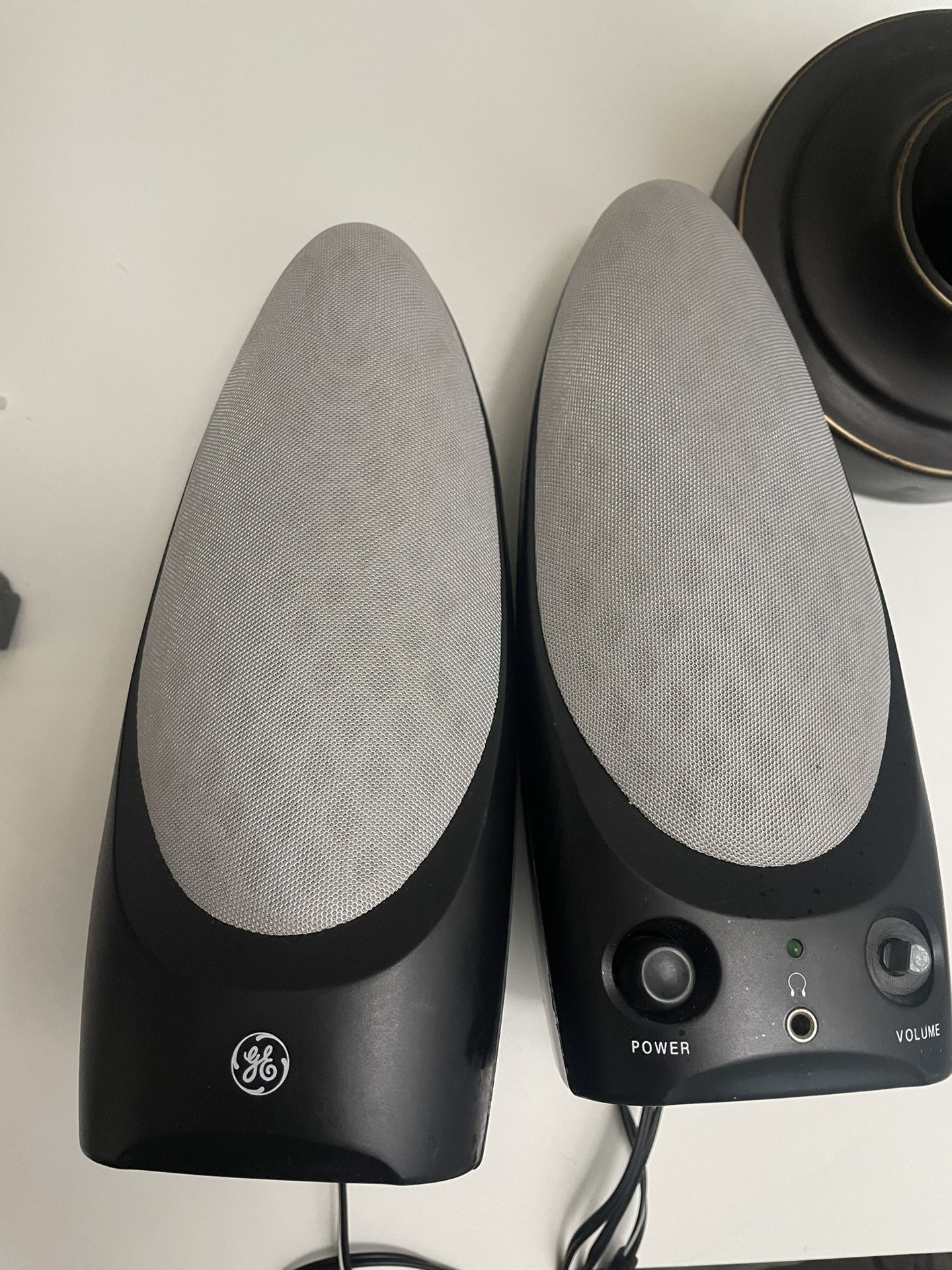 GE Compact Stereo Speakers with Volume & Power Controls