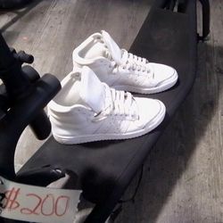 Size 8 Adidas All White Leather High Tops Top 10 ART  S84596
